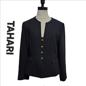 Tahari Black Women's Black Blazer Jacket Academia Sz 12